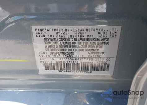 2024 Nissan Sentra Sv from USA, damaged, VIN 3N1AB8CV1RY222010